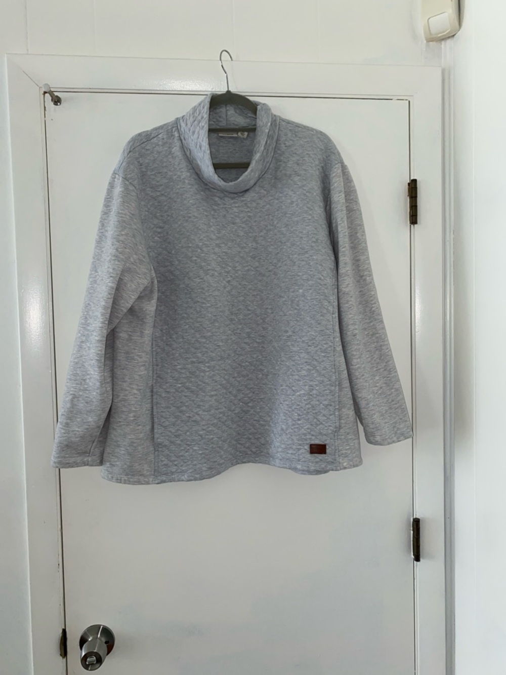 L.L. Bean Light Gray Quilted Cowl Neck Sweater